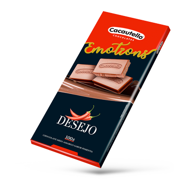 Linha Gift Tablete de Chocolate Meio Amargo Sabor Pimenta Cacautello