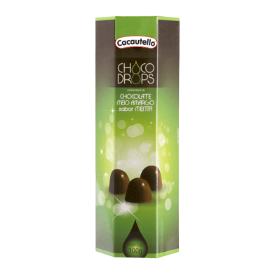 Linha Gift Choco Drops Meio Amargo sabor Menta Cacautello