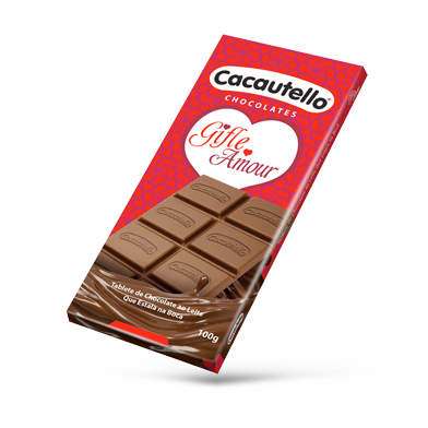 Linha Gift Tablete de Chocolate ao Leite Gifle Amor Cacautello