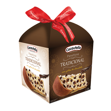 Linha Natal & Ano Novo Panetone Tradicional com Gotas de Chocolate Cacautello